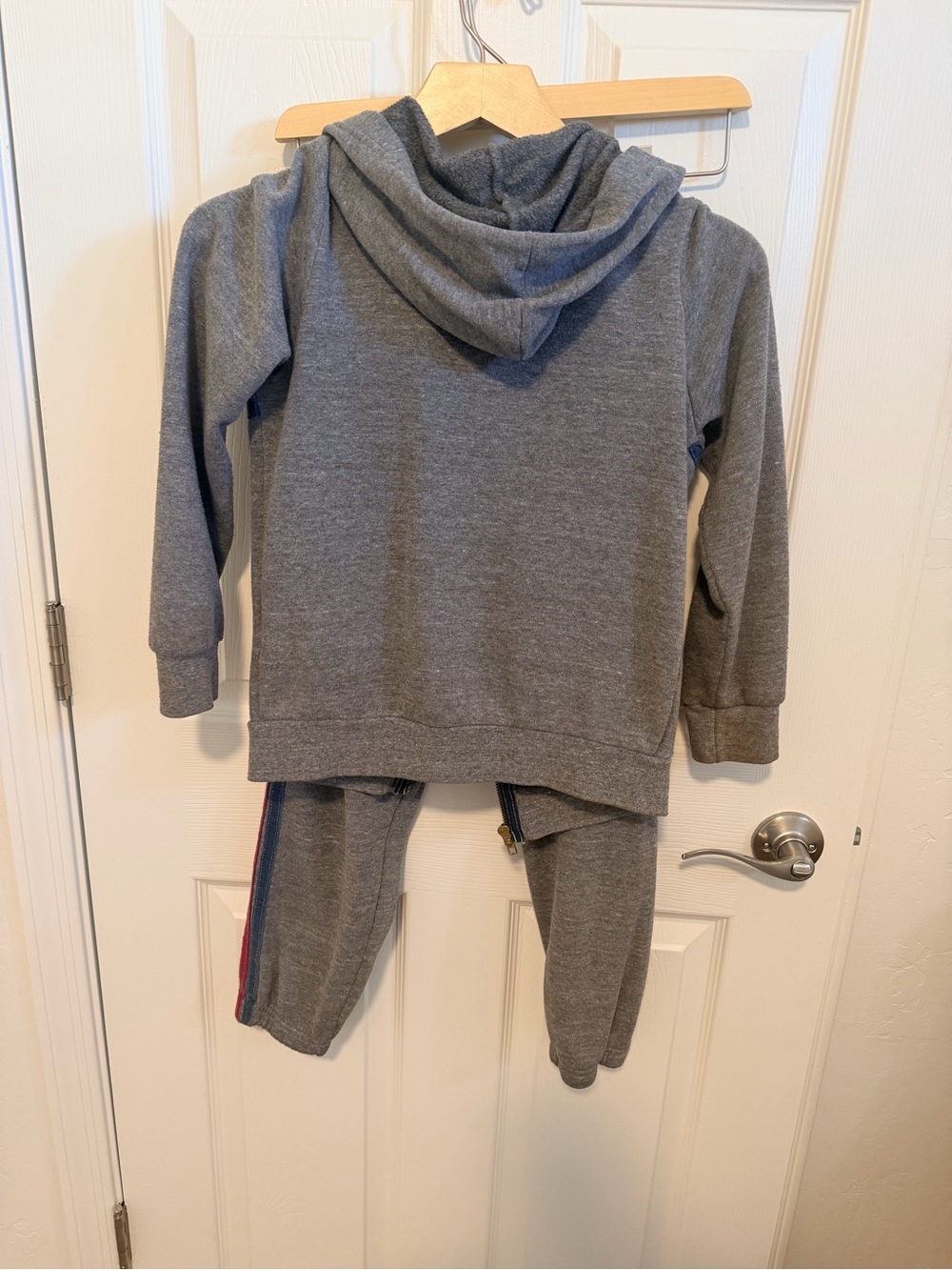 Aviator Nation Kids Gray Sweatshirt & Joggers with Rainbow Stripe Accents - Picture 7 of 9